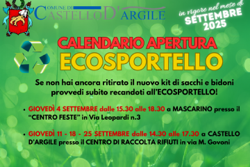 Calendario apertura Ecosportello - In vigore nel mese di settembre 2025