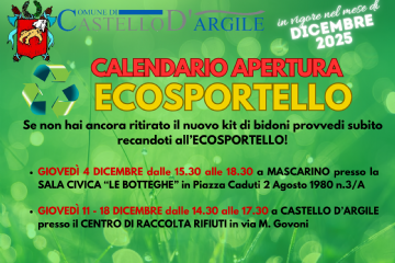 Calendario apertura Ecosportello - In vigore nel mese di dicembre 2025